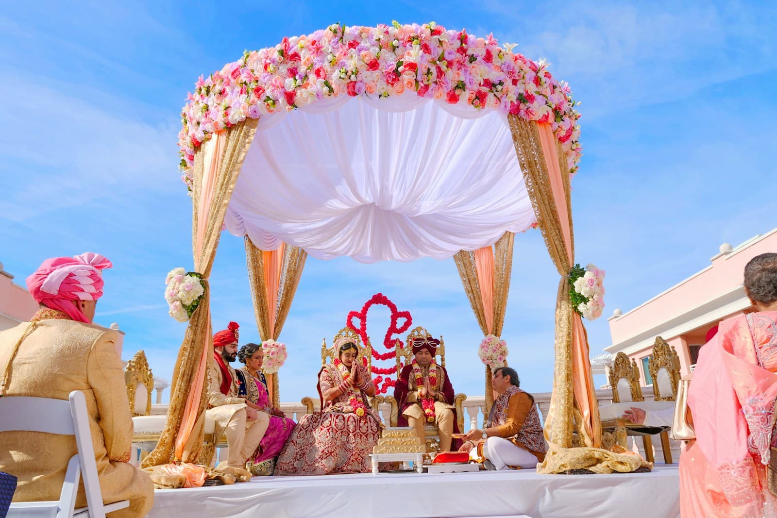 South Asian wedding couple in a ceremony